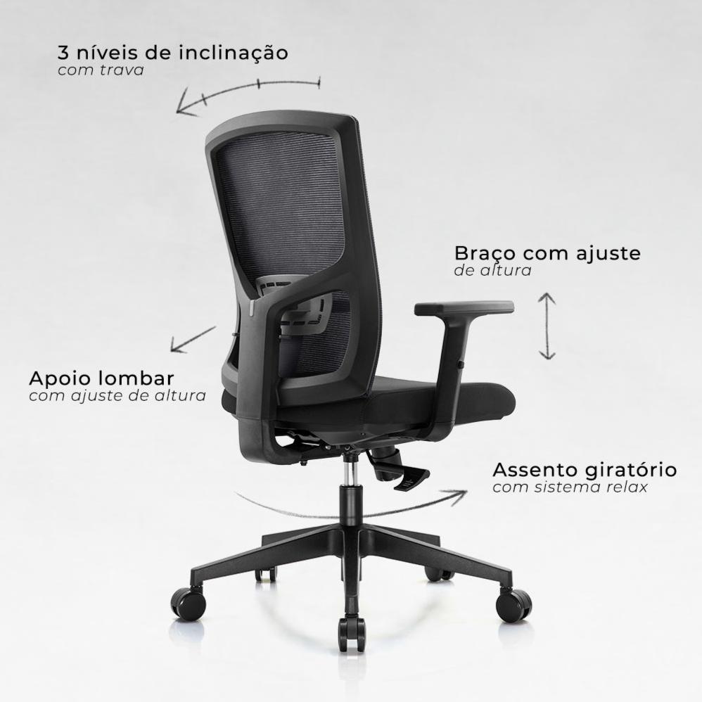 Unique Preta - Cadeira Ergonômica de Escritório